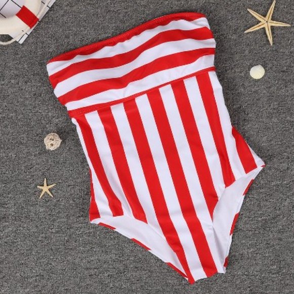 Women's Striped Elegant Parent Swimsuit Soft Clothes Size Small - Picture 3 of 7